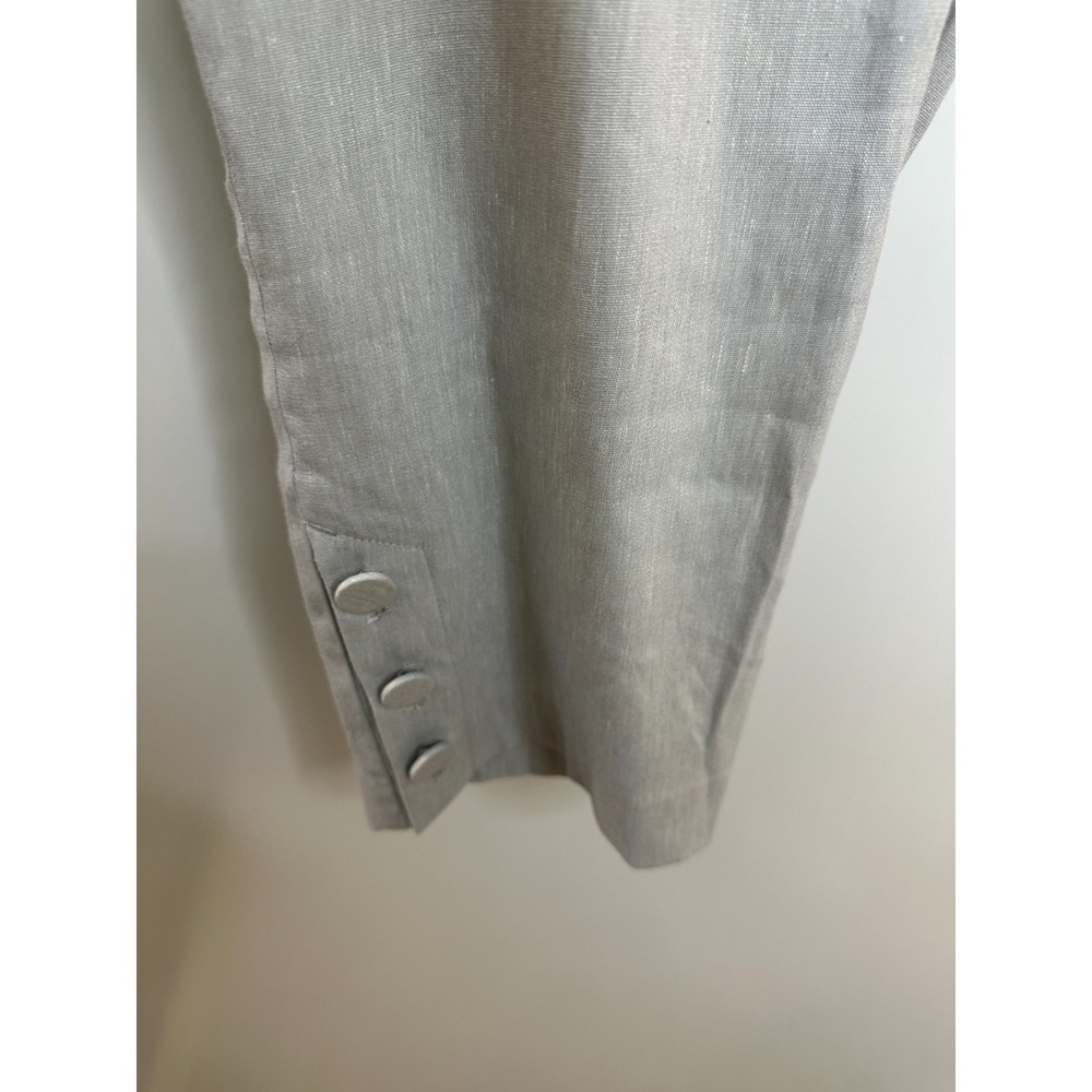 New J. Jill Button Hem Ankle Pants Zinc White Gray Linen Blend Stretch Medium - Picture 6 of 16